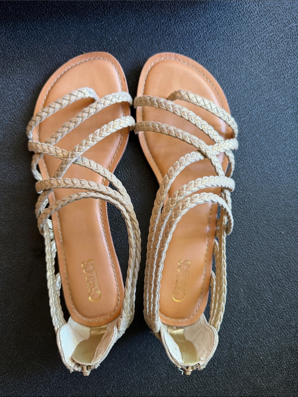 Carlos by Carlos Santana Braided Strappy Tan & Cream Sandals